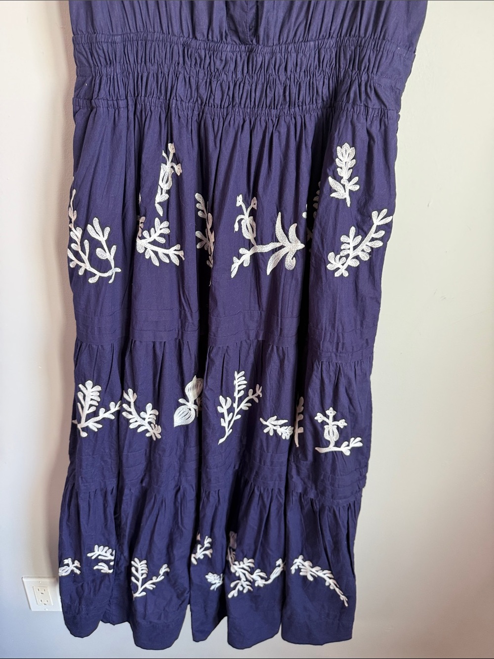 NEW ANTHROPOLOGIE EMBROIDERED SOMERSET MAXI DRESS LARGE - in Navy Large - Picture 6 of 8